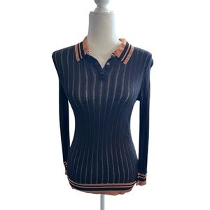 Scotch & Soda palm love black and orange knitted polo shirt.